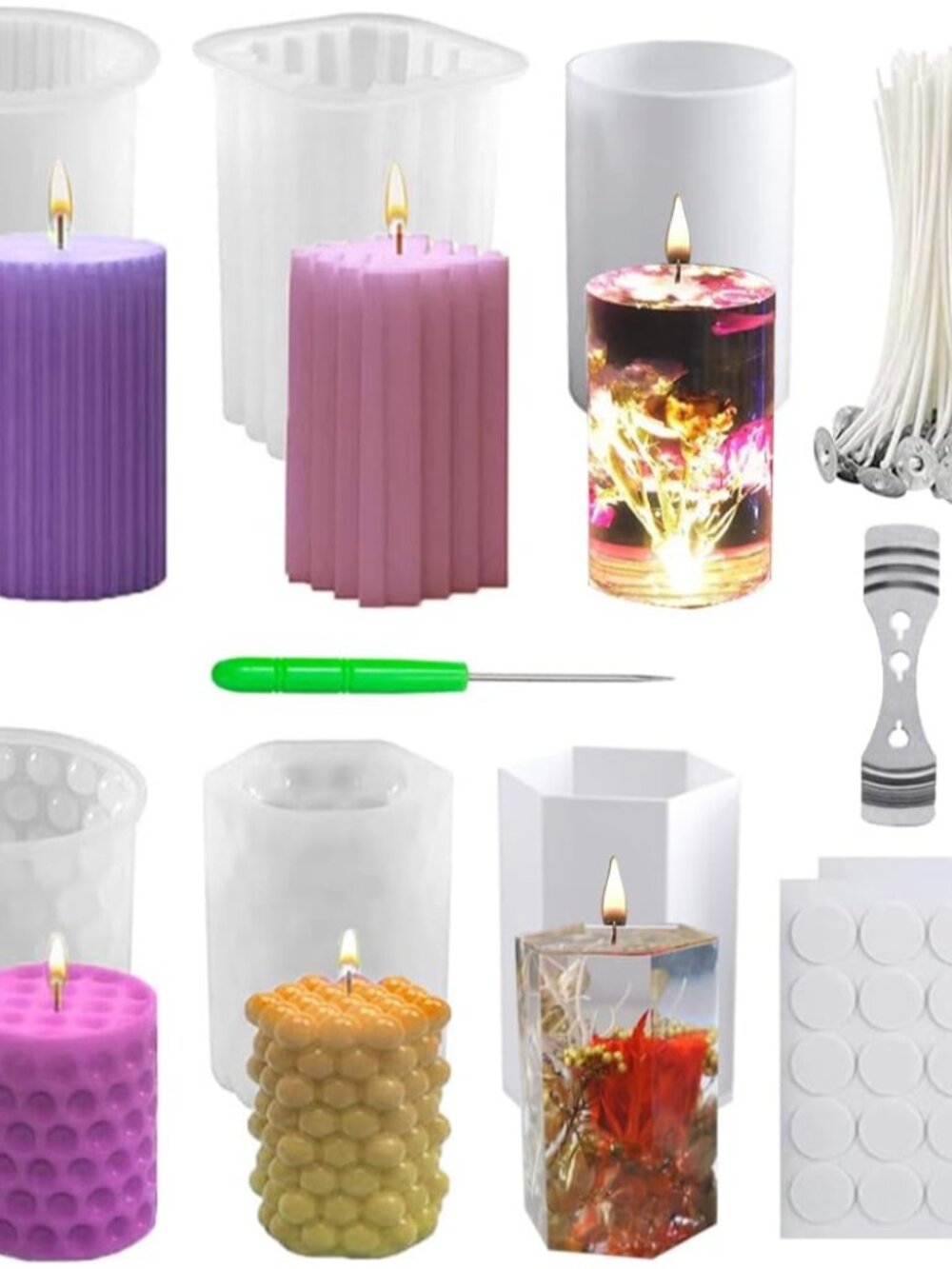 6Pcs Silicone Candle Molds Set for Candle Making